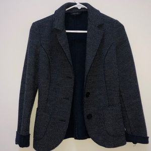 MaxMara Navy and Gray Wool Weekend Blazer